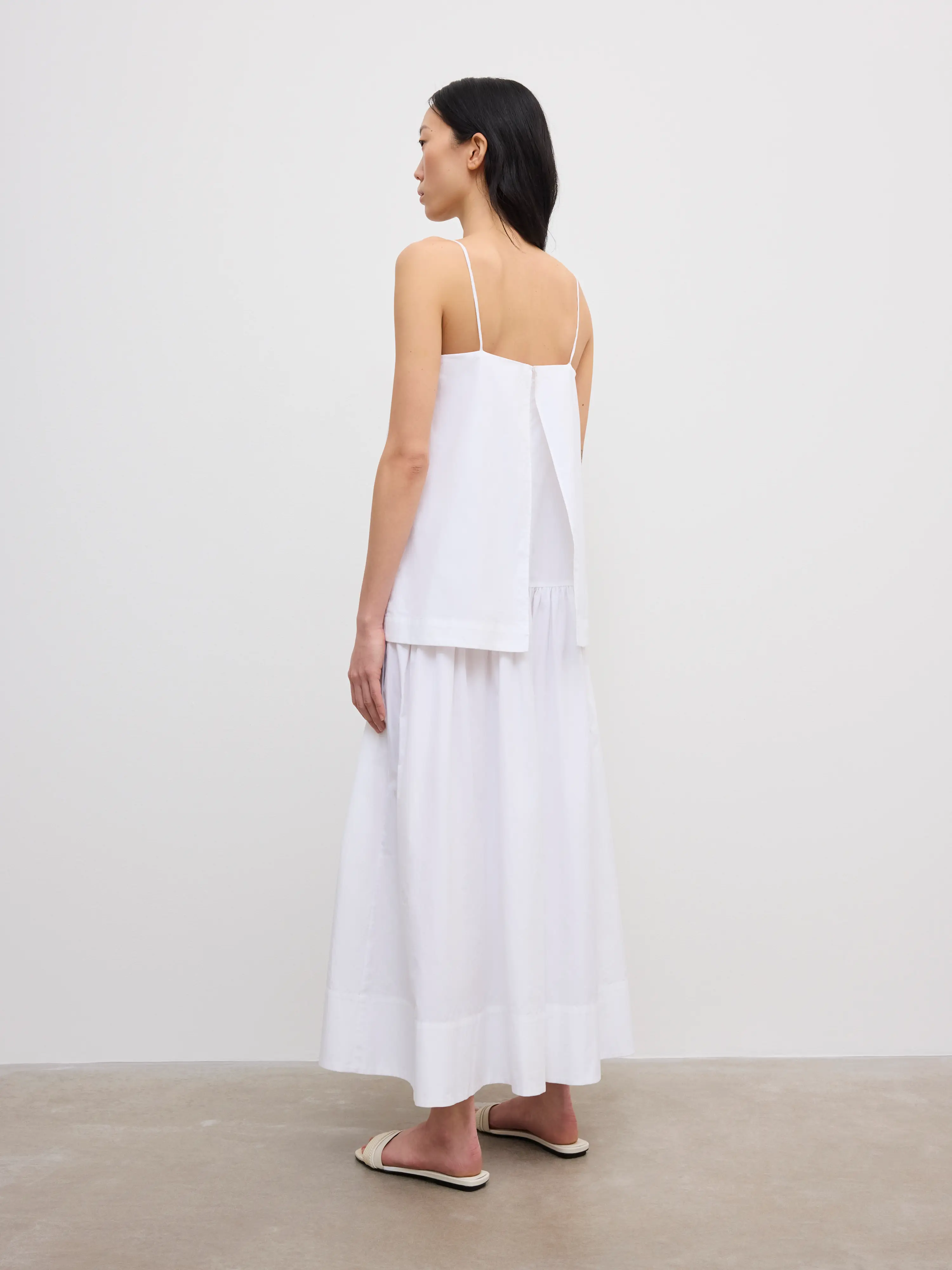 Cotton Strap Dress: White - Image 3
