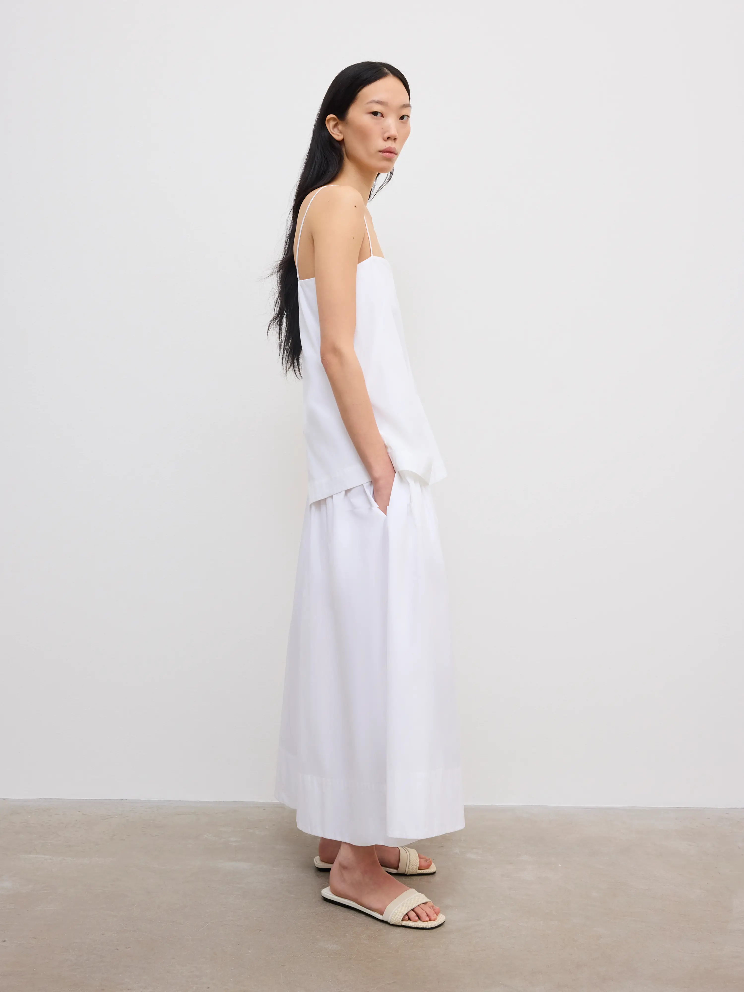 Cotton Strap Dress: White - Image 4