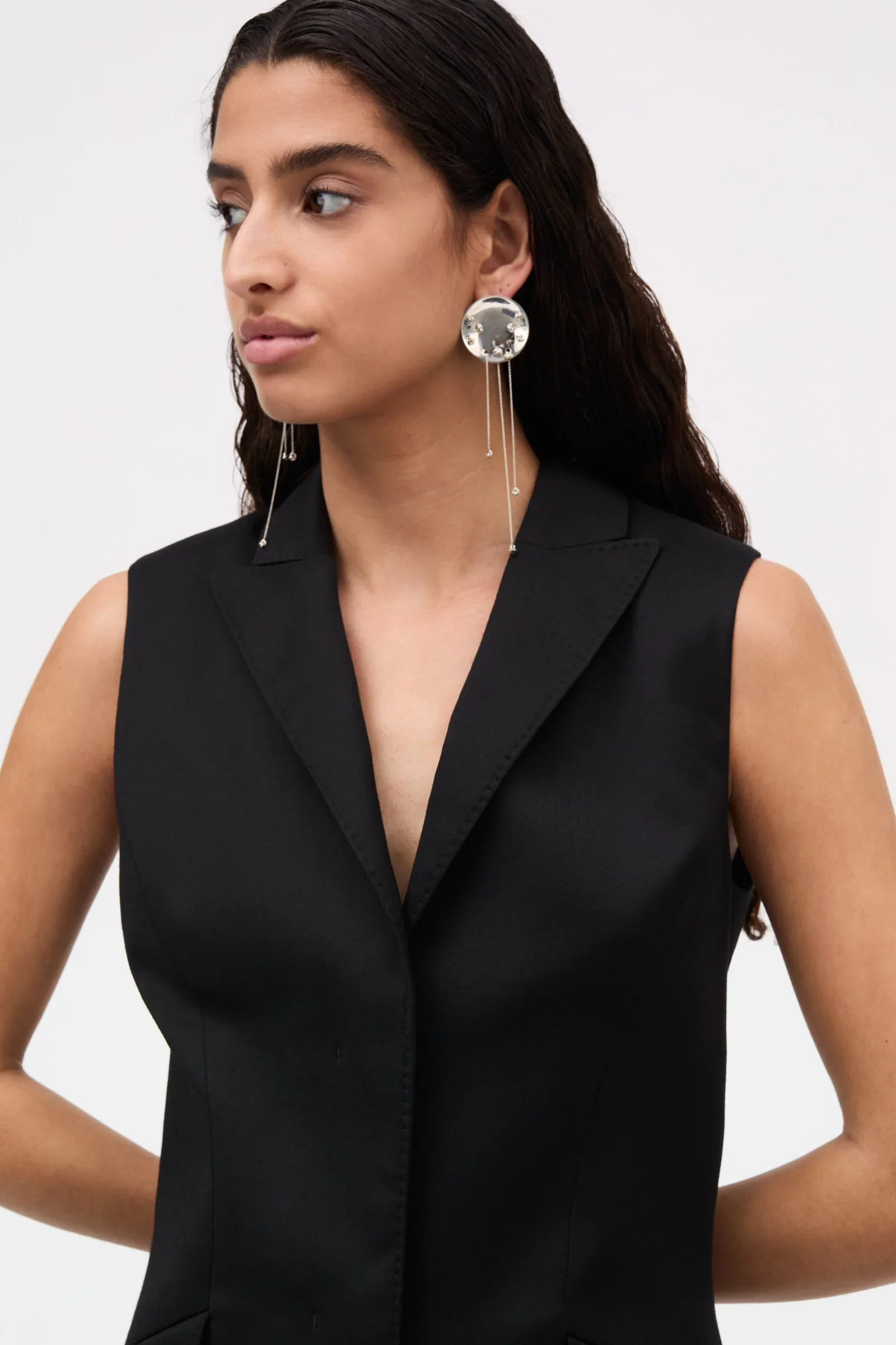 Dani Wool Vest Top: Black - Image 3