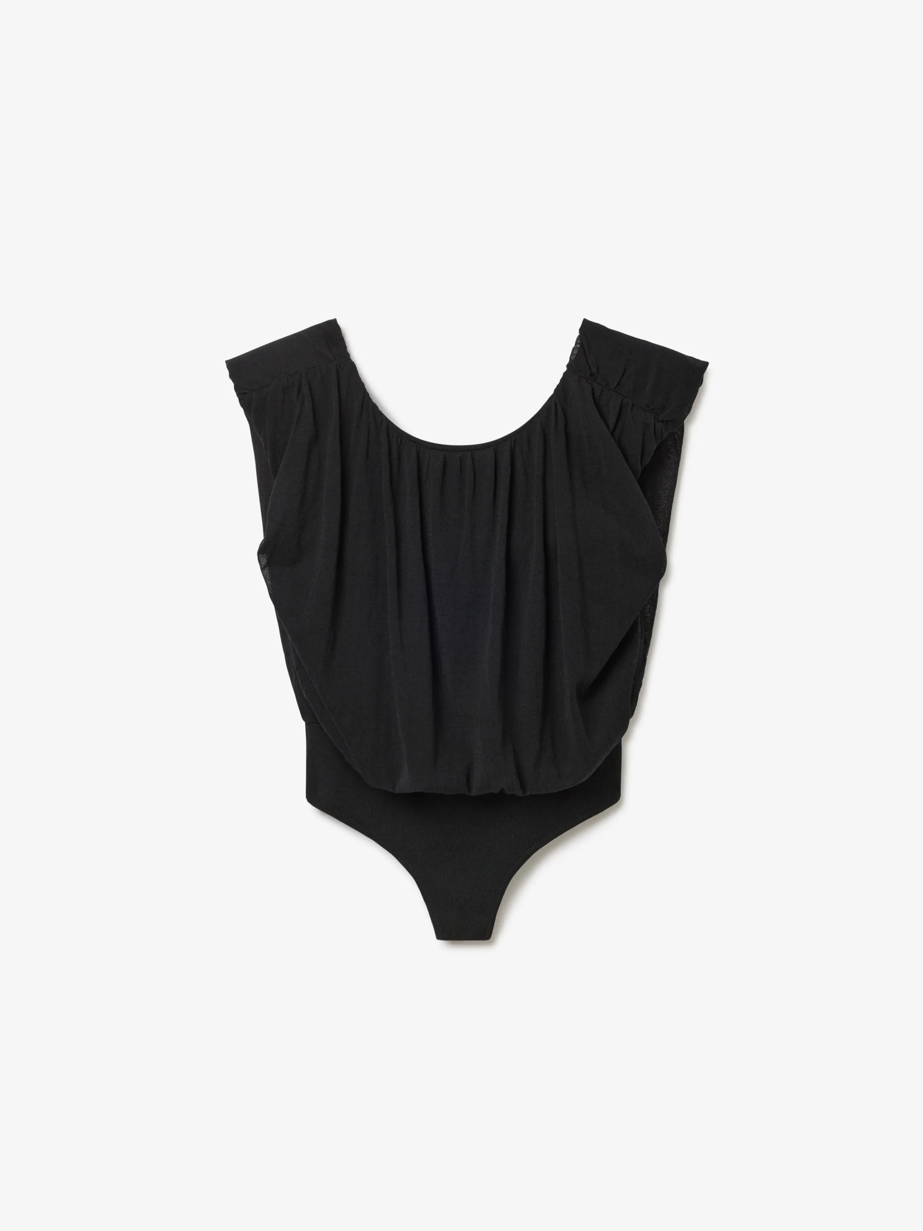 Draped Knit Top: Black - Image 5