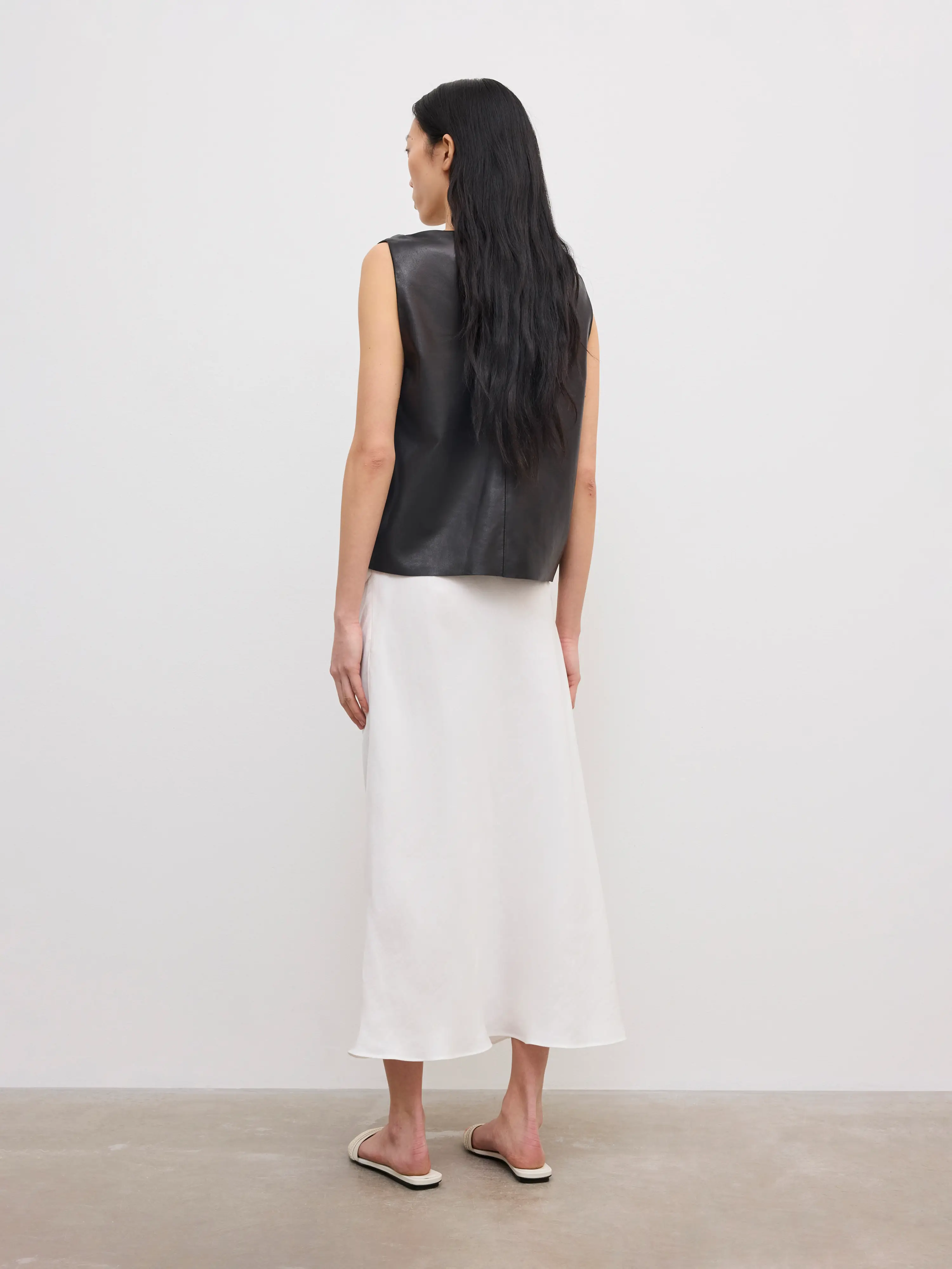 Draped Midi Skirt: White - Image 3