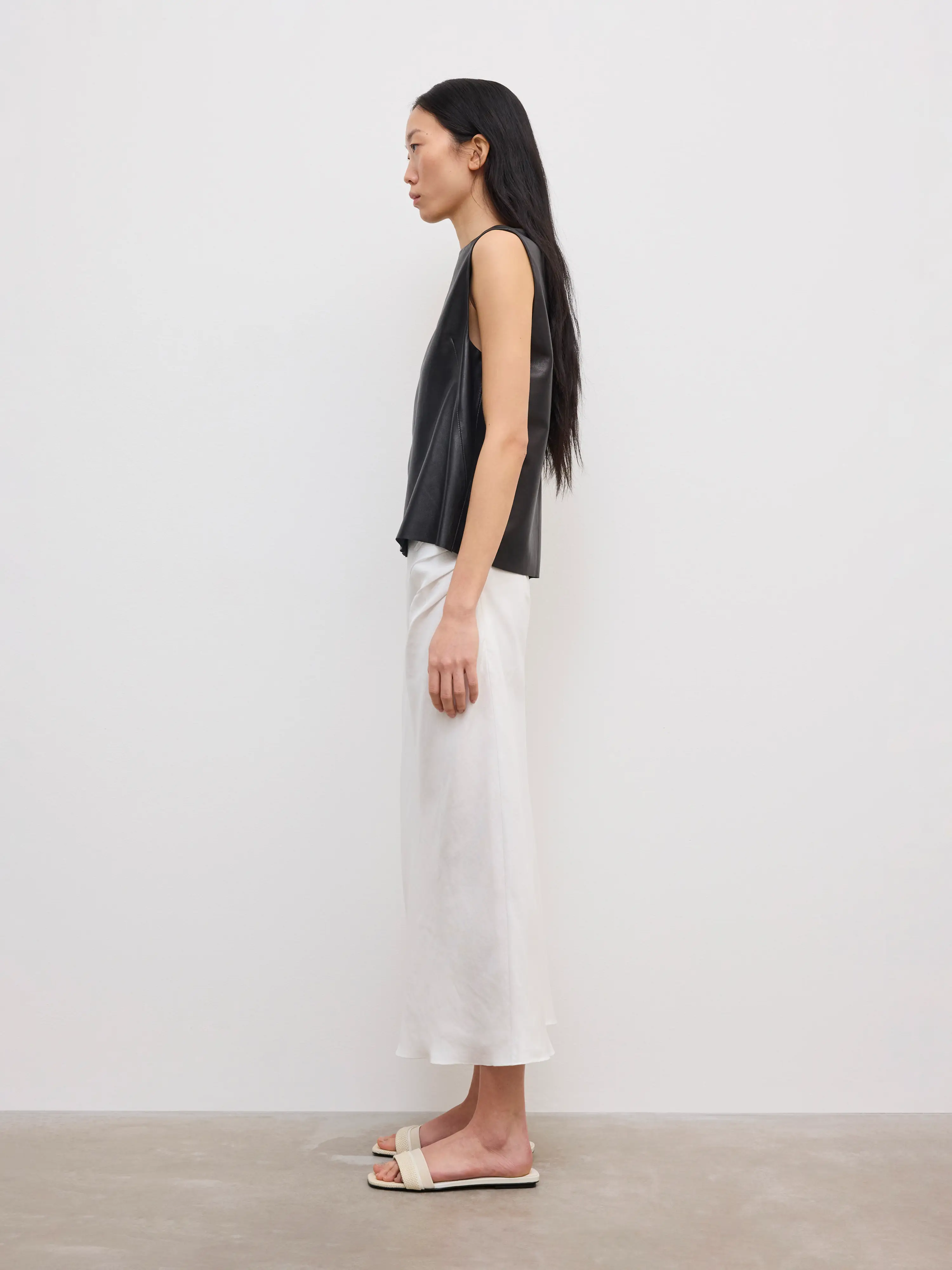 Draped Midi Skirt: White - Image 4