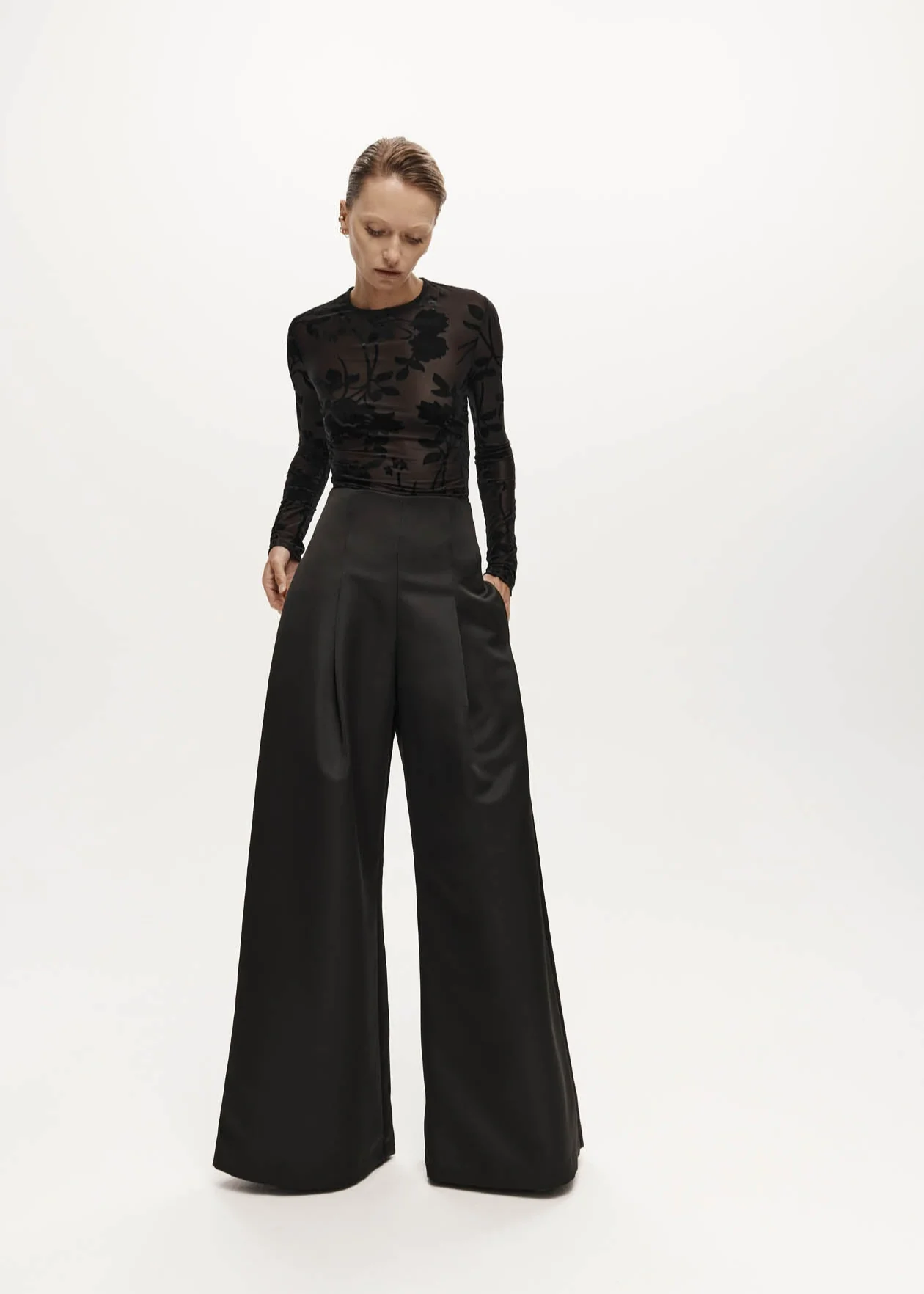 KENNEDY TROUSER: BLACK SATIN - Image 3