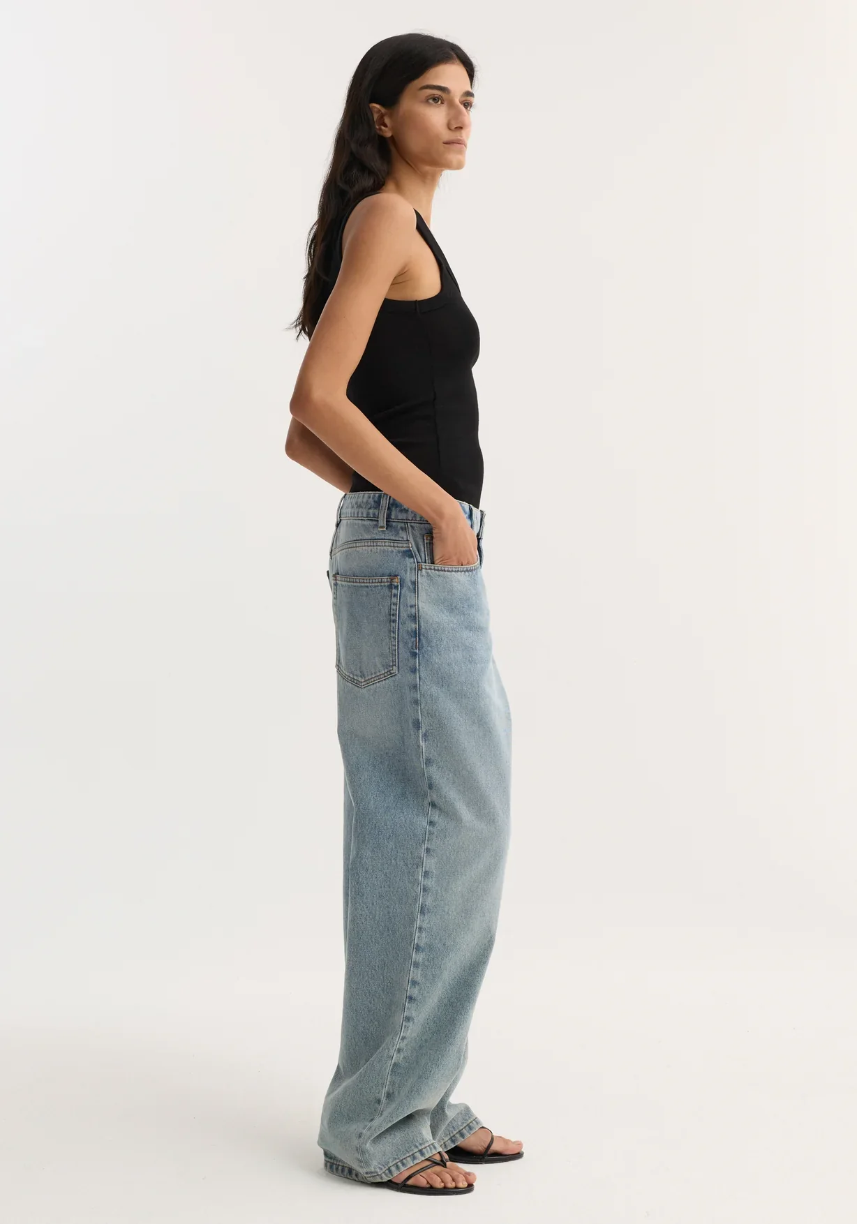 Merino scoop neck top: Black - Image 4