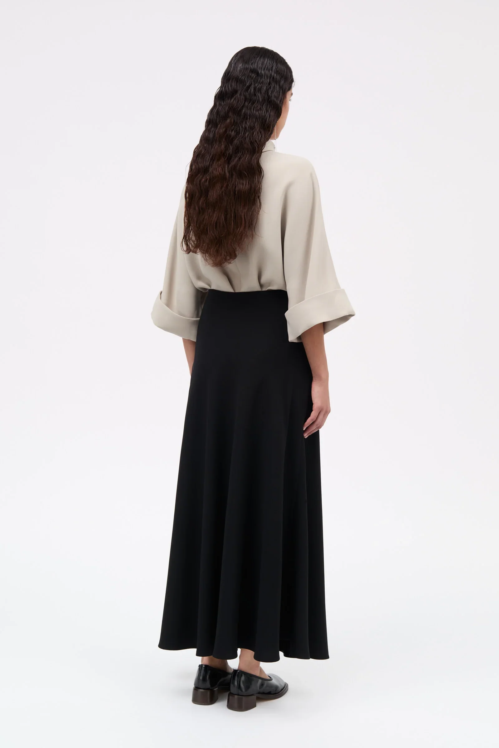 Nimo Crepe Georgette Skirt: Black - Image 4