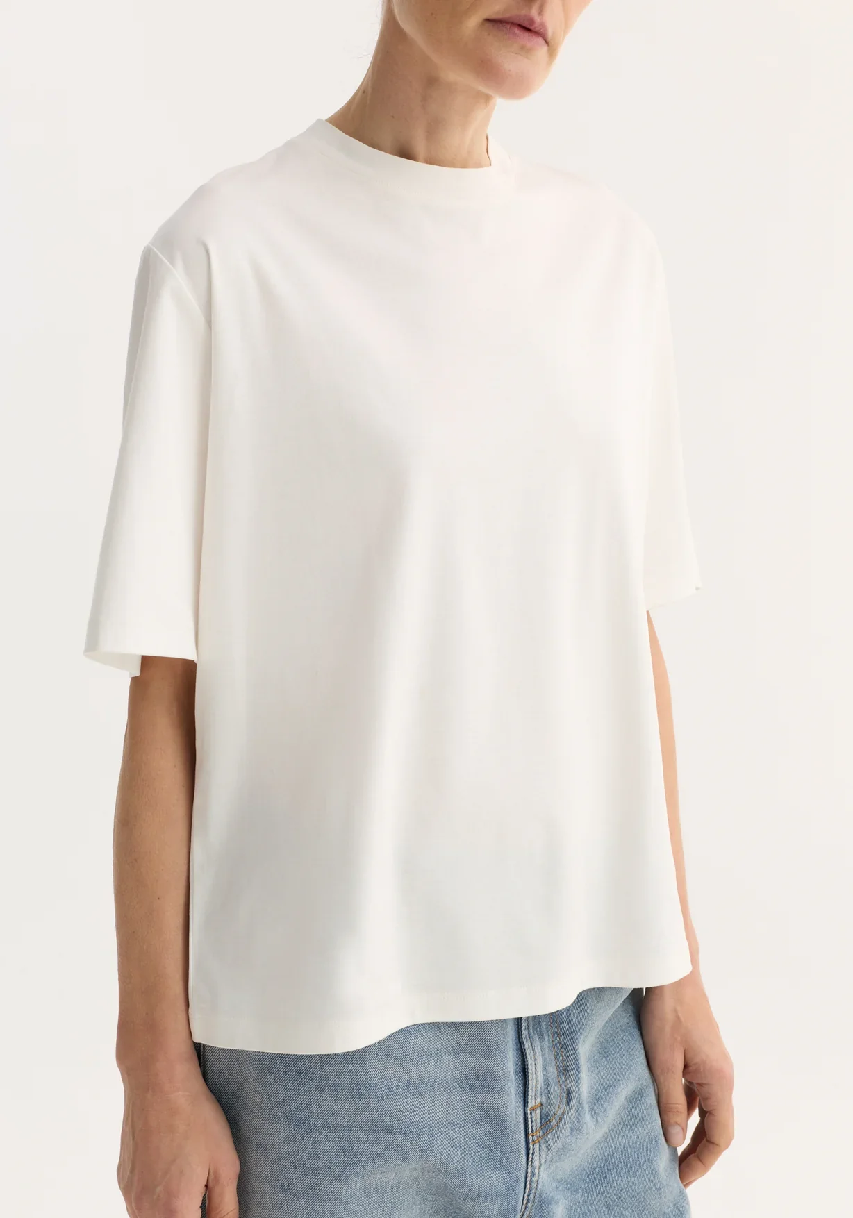 Oversized cotton silk t-shirt: off white - Image 3