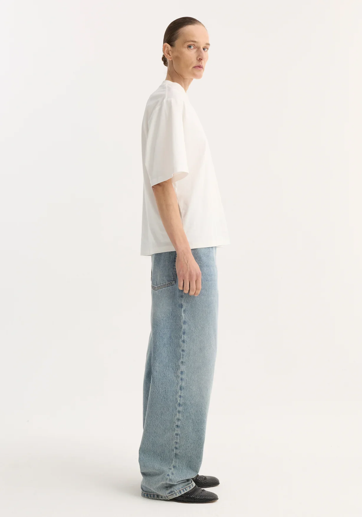 Oversized cotton silk t-shirt: off white - Image 4