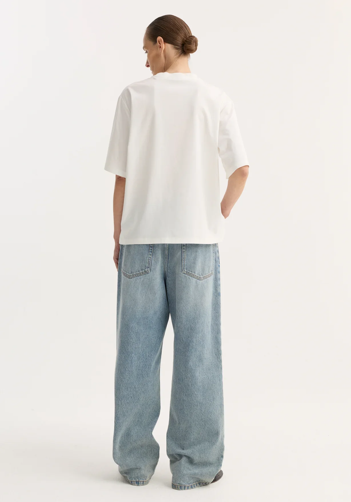 Oversized cotton silk t-shirt: off white - Image 5