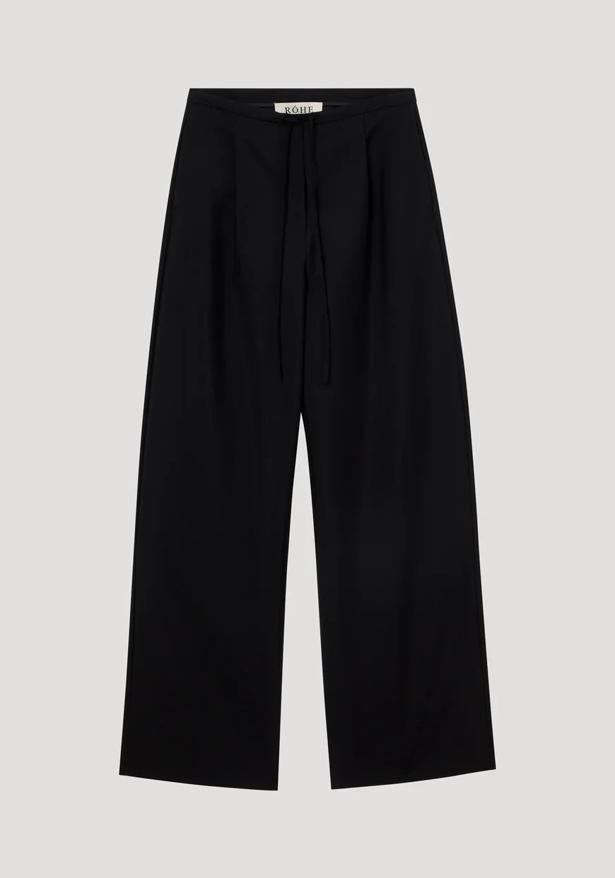 Relaxed Drawstring Trousers: Black - Image 3