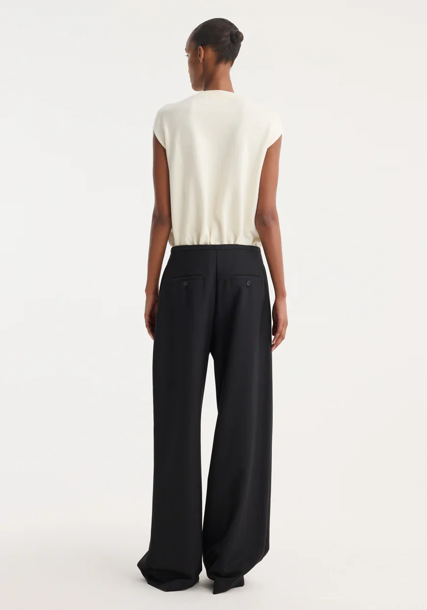 Relaxed Drawstring Trousers: Black - Image 5
