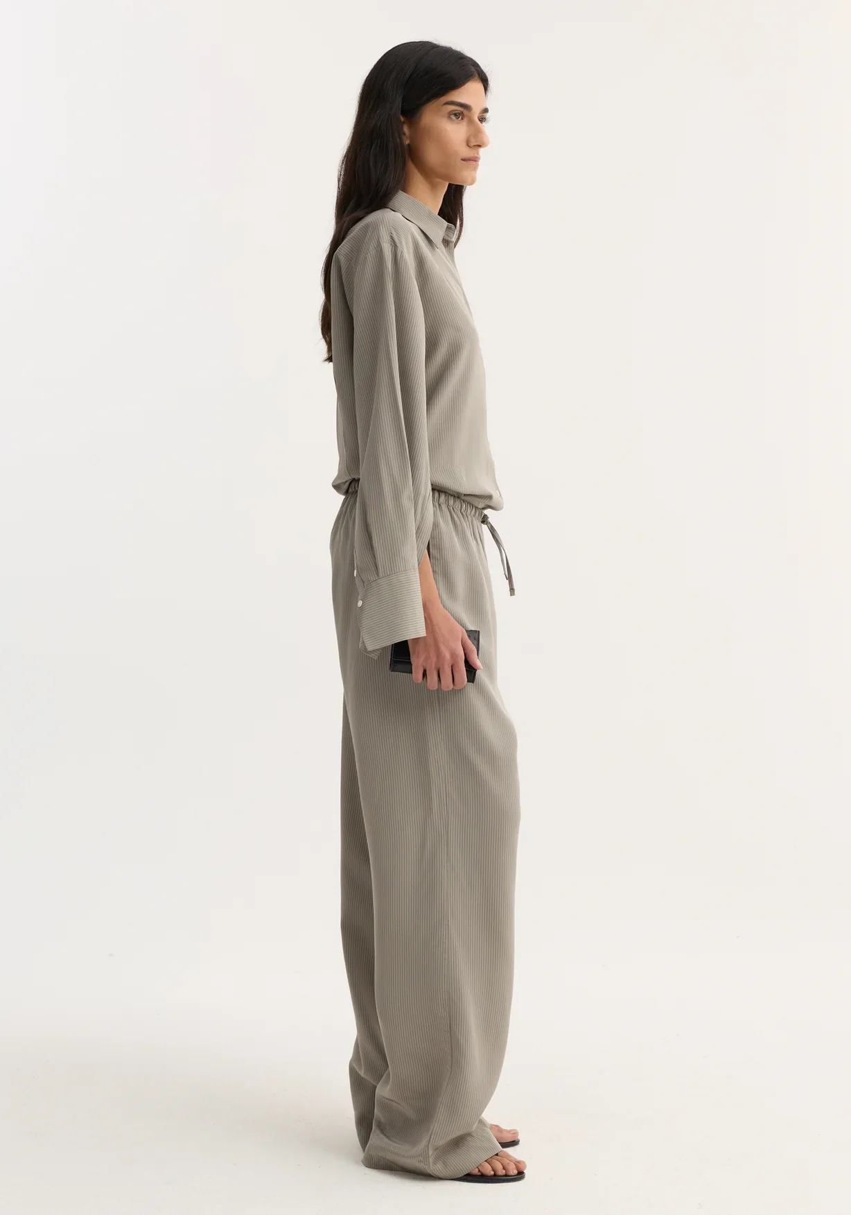 Relaxed fit trousers: Light grey stripe - Image 4