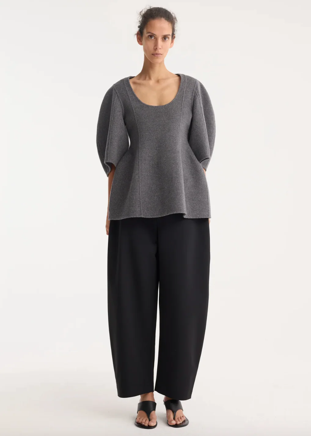 sculptural double-faced top: mid grey melange - Image 3