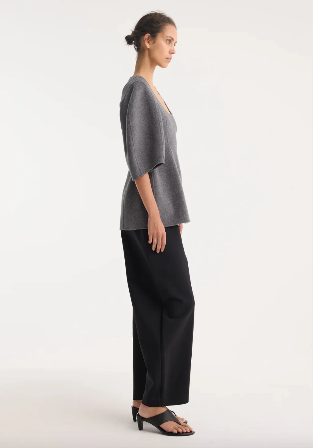 sculptural double-faced top: mid grey melange - Image 4