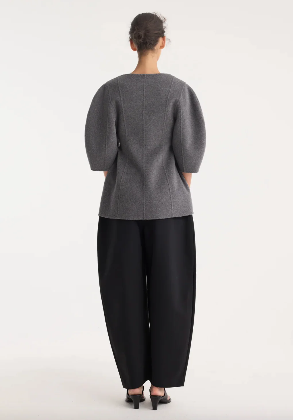 sculptural double-faced top: mid grey melange - Image 5