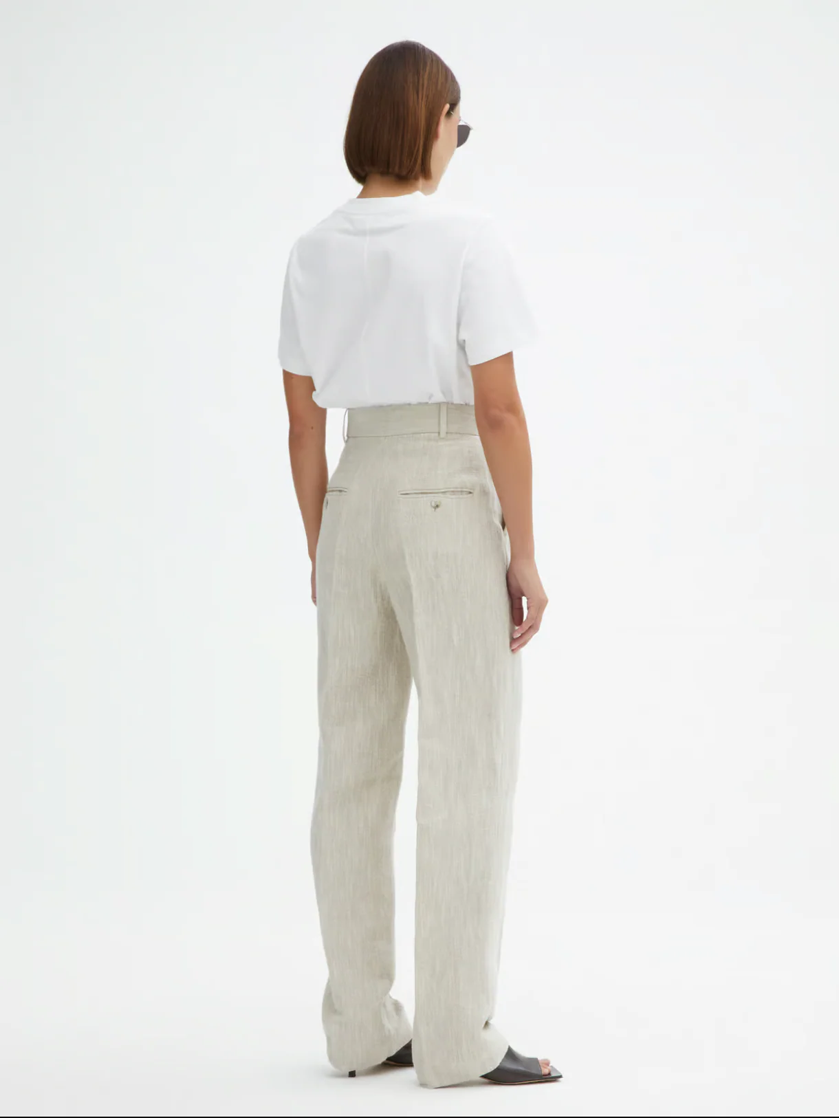 Tailored Linen Trouser: Light Sand Beige - Image 3