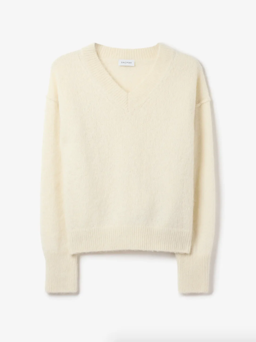 V-Neck Alpaca Knit: Off-White - Image 3