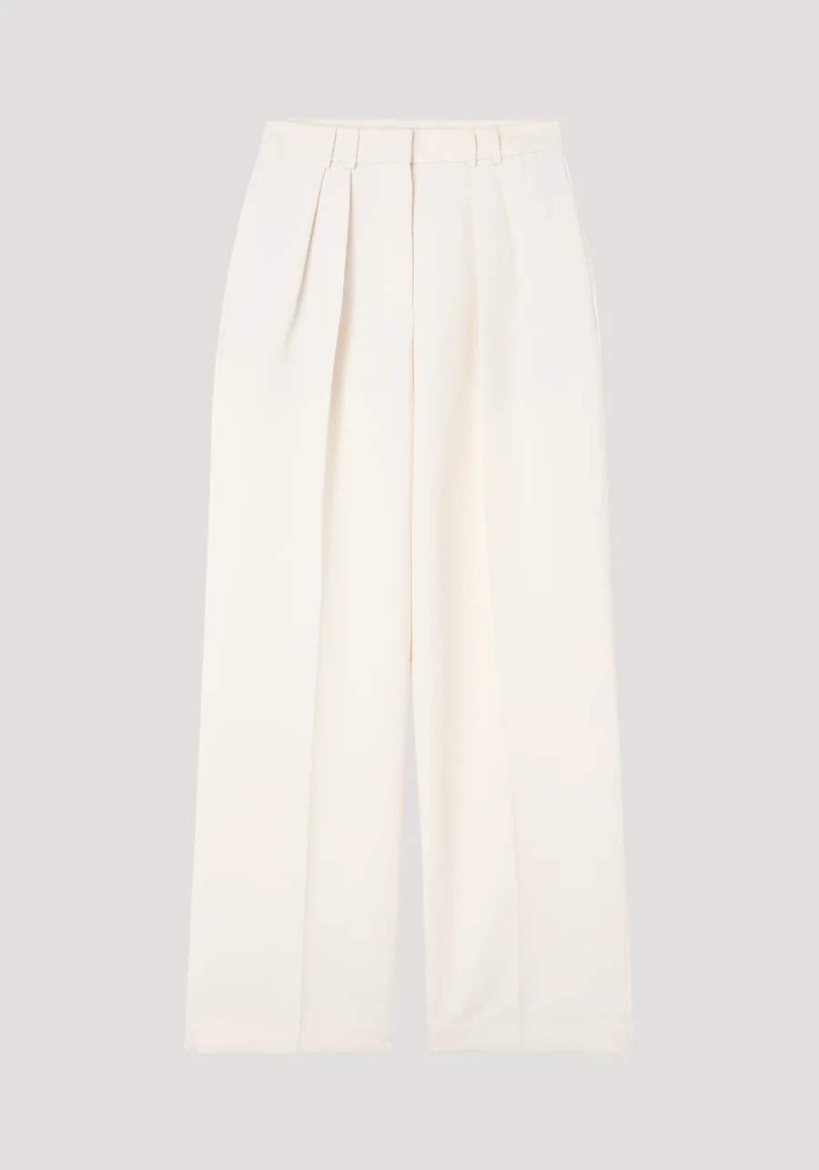 Wide Leg Double Pleat: Off White - Image 3