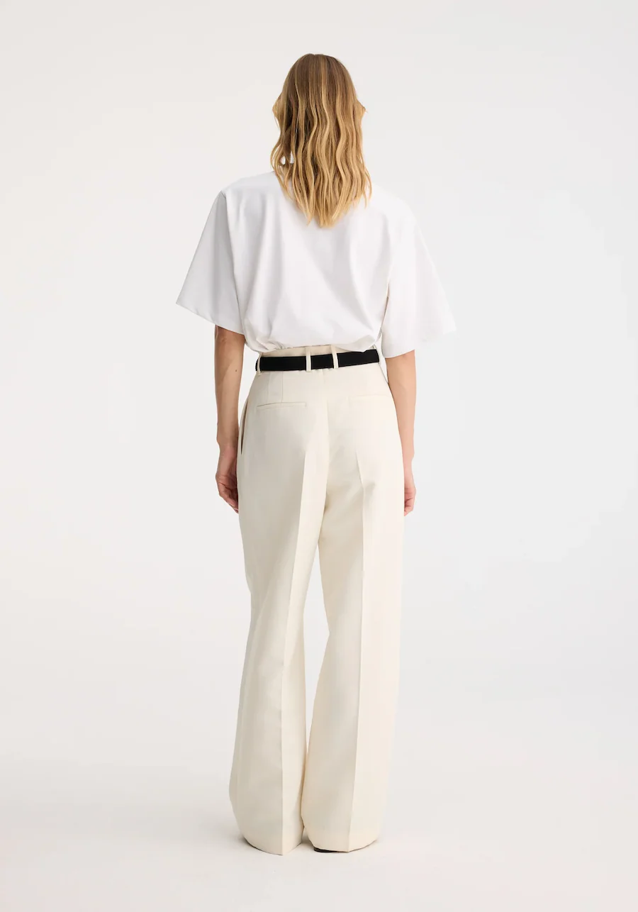 Wide Leg Double Pleat: Off White - Image 4
