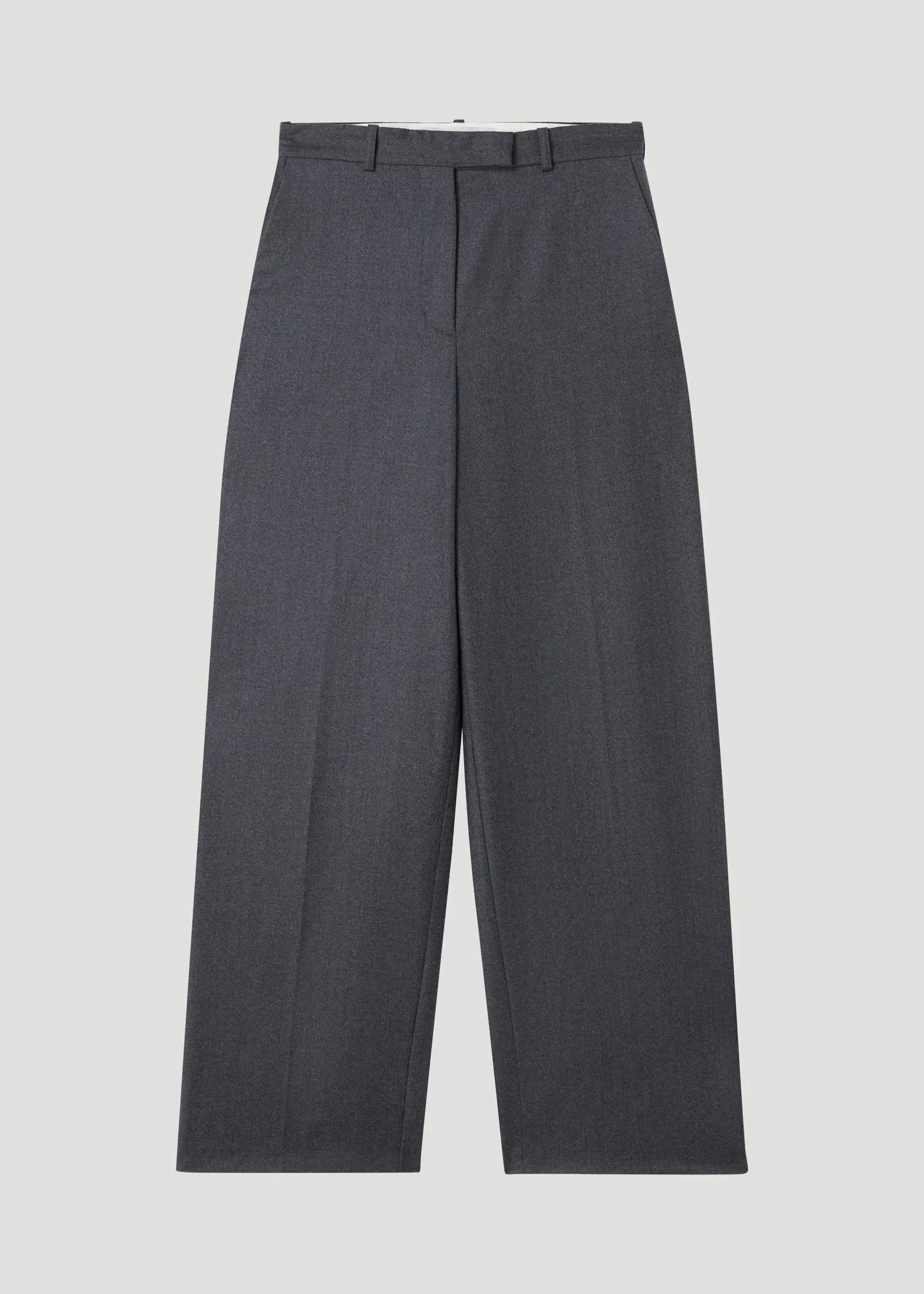 WIDE LEG TROUSERS: DARK GREY MELANGE - Image 5